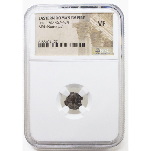 Roman Bronze AE4 of Leo I NGC (F)