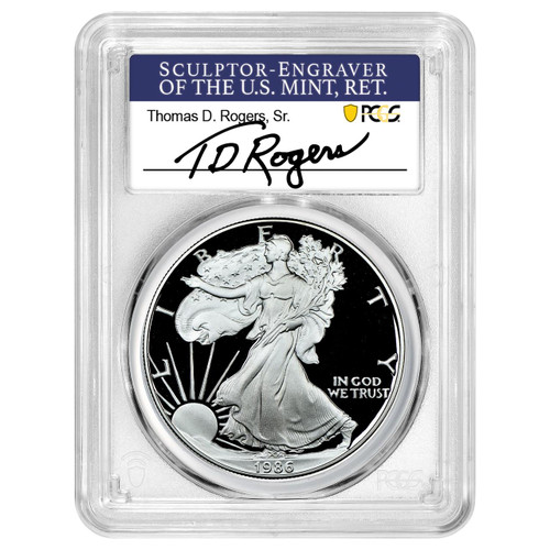 1986-S Silver Eagle PCGS PR70 - T.D. Rogers Signed