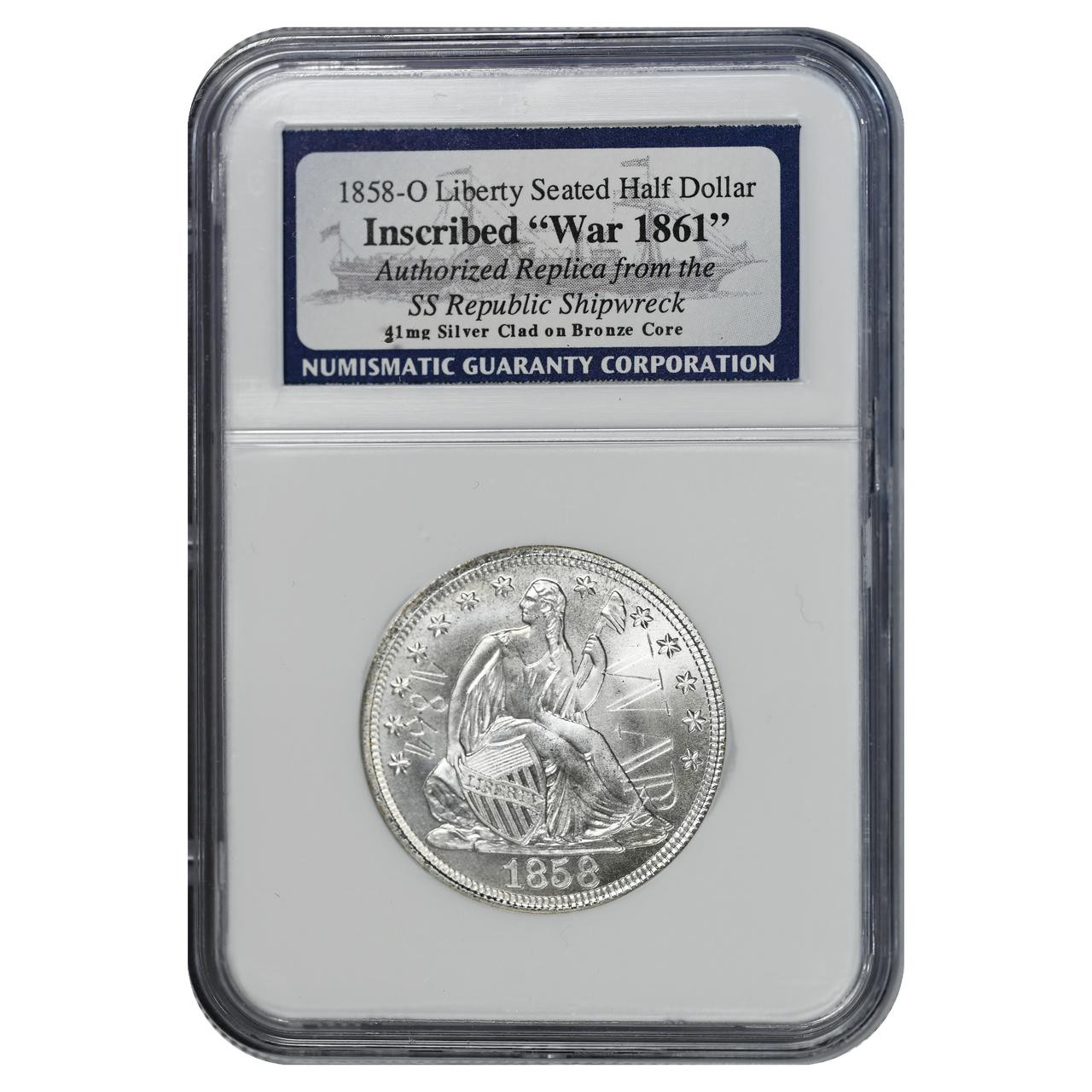 その他 One republic SS ticket 1858-O Seated Liberty Half Dollar NGC - SS Republic Silver Clad
