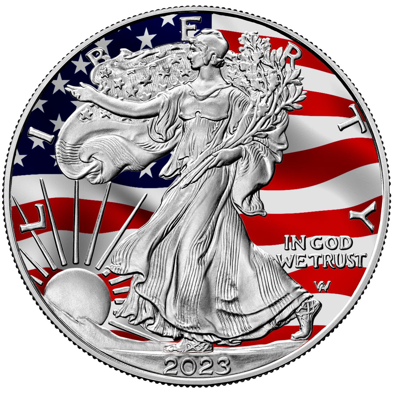 2023 Silver Eagle Brilliant Uncirculated - American Flag