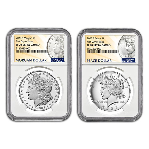 2023 & Peace Dollar NGC PF70 UCAM 2pc Set