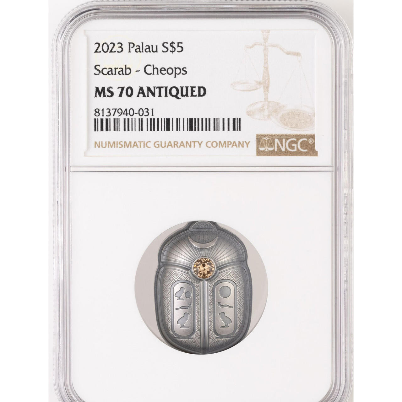 2023 Palau Silver Scarab - Cheops $10 NGC MS 70 Antiqued