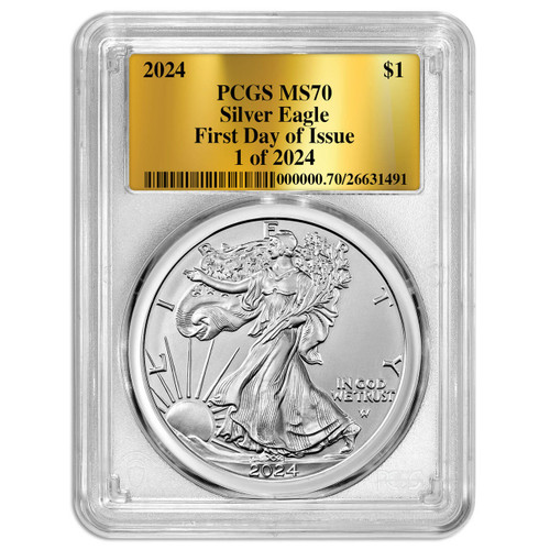 2024 Silver Eagle PCGS MS70 FDI Gold Foil 1 of 2024