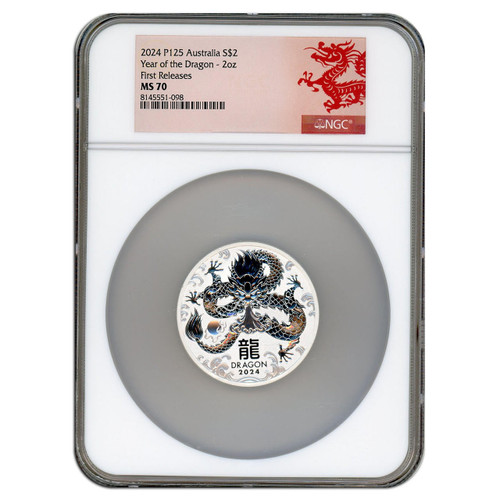 2024 $2 2 oz Silver Year of the Dragon NGC MS70 - First Releases