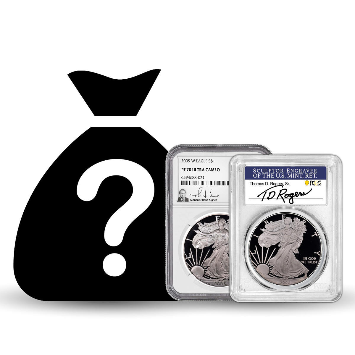 PCGS NGC 銀貨 Silver Eagle PCGS/NGC PR/PF70 - Signature Series (Mystery Bag)