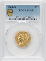  1909-O $5 Gold Indian PCGS AU55 