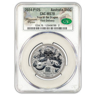 Bullionshark 2024 1/2 oz Silver Perth Year of the Dragon CAC MS70 Magnum Opus 