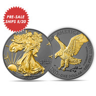 Bullionshark 2024 Silver Eagle Black Ruthenium & Gold Enhanced 1 oz Silver 