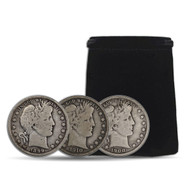 Bullionshark Barber Half Dollar - 3 Decade Collection with Black Pouch 