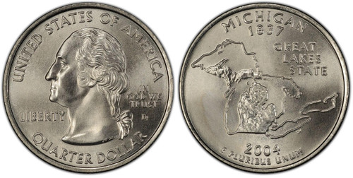 【新品未開封】2004年発行 ミシガン州Quarter 1 バンク•ロール 2004 MICHIGAN P&D STATE QUARTER ORIGINAL UNCIRCULATED BANK