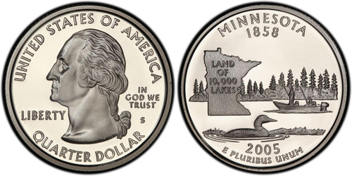 米国◆◆2005-P ワシントン (MN) クォーター硬貨100枚バッグ◆◆ 2005-P Minnesota State Quarter 25cent Coin from US Mint Bag