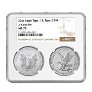 Buy 2021 T1 & T2 Silver Eagle MS70 Transitional Set Online