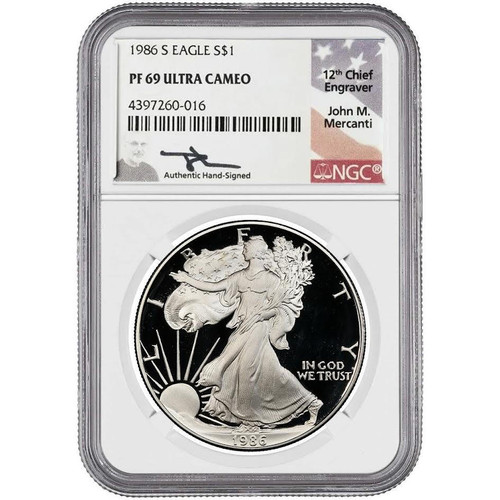 Buy 1986-S Proof Silver Eagle NGC PF69 Mercanti Online