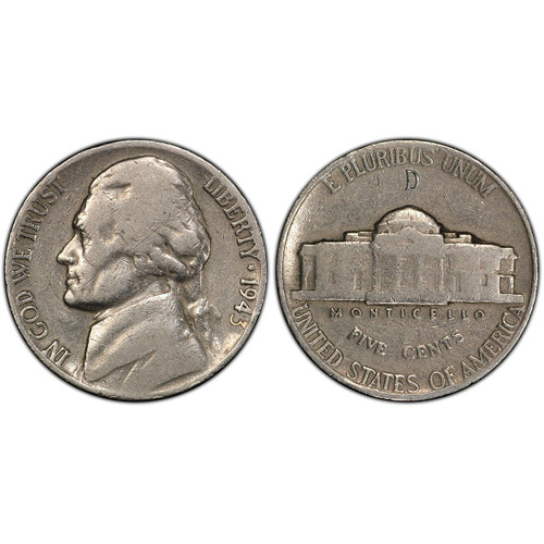 フェルナンド1810銀貨 1943-D Jefferson Nickel - Silver Nickels - Circulated