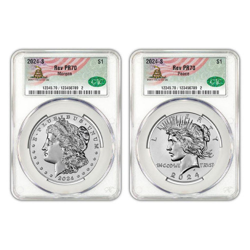2024-S Reverse Proof Morgan & Peace Dollar CAC rev PR70 Don't