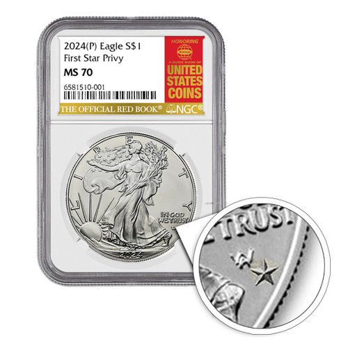 イーグル銀貨　NGC MS70　スター Buy 2024 (P) Silver Eagle NGC MS70 First Star Privy - Exclusive
