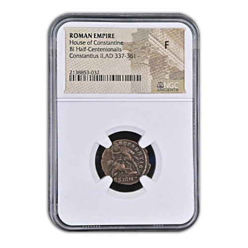 Roman AE of Constantius II (AD 317-361) Half-Centenionalis NGC (F