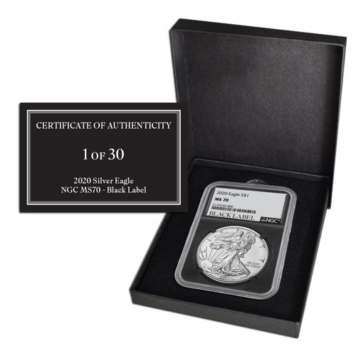 2020 Silver Eagle NGC MS70 - Black Label (Limited Edition 1