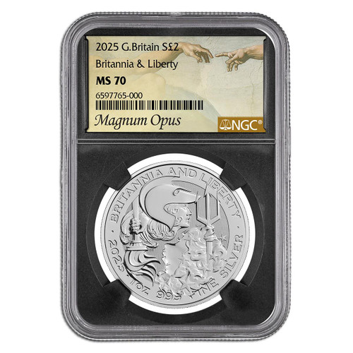 2025 1 oz Silver Britannia and Liberty NGC MS70- Magnum Opus