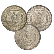 1921-PDS Morgan Silver Dollar - Almost Uncirculated 3pc Set