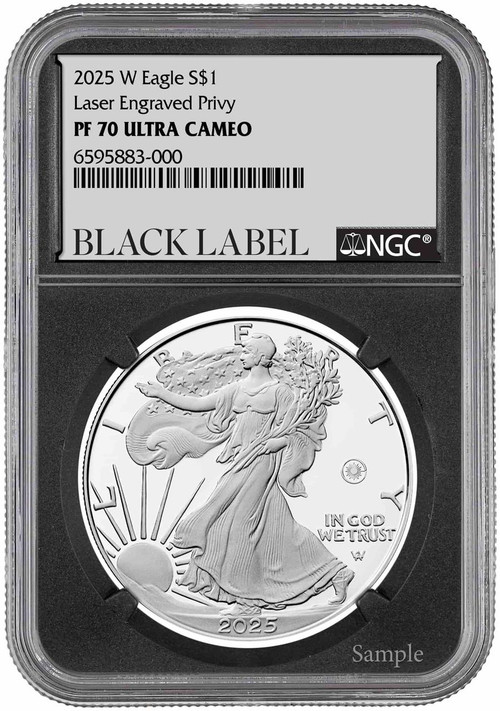 2025 Laser Beam Privy Silver Eagle NGC PF70 UCAM Black Label 1 of