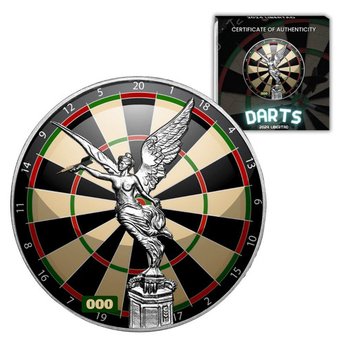 2024 1 oz Silver Libertad - Darts Limited Edition Colorized Coin