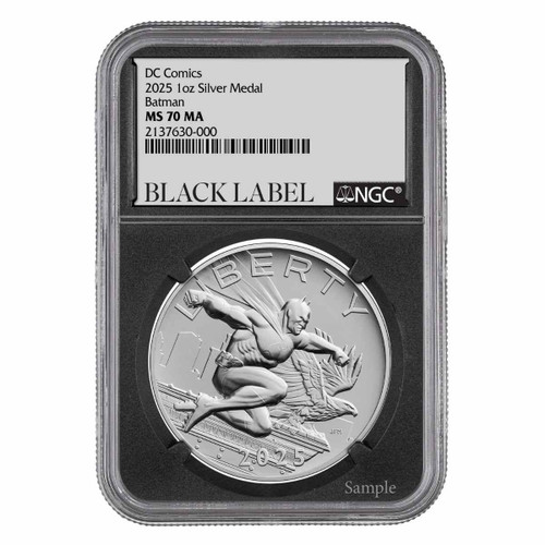 2025 1 oz DC Comics Silver Medal Batman NGC MS70 Black Label w/Box