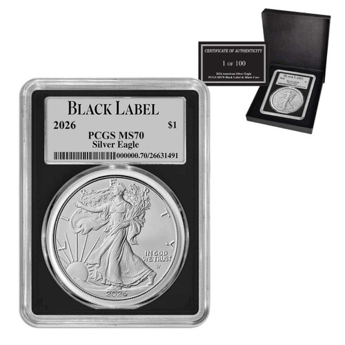 2026 $1 American Silver Eagle PCGS MS70 - 1 of 100 - Black Label