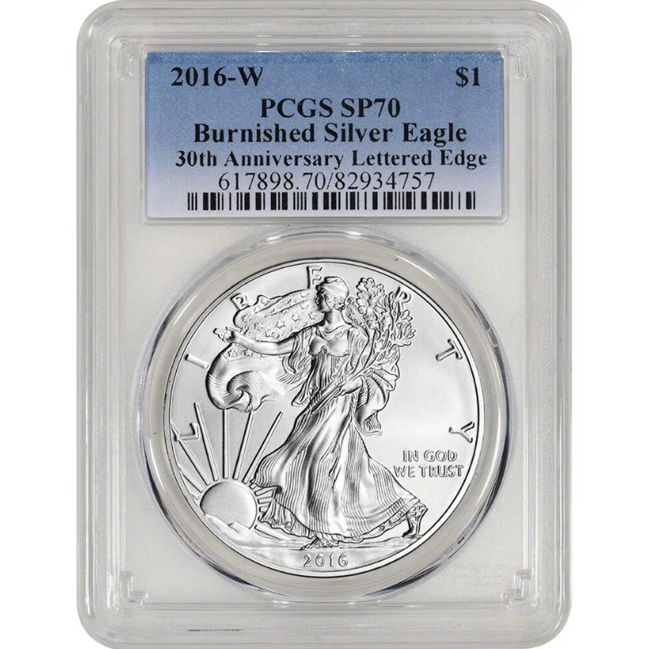 2016-W Burnished Silver Eagle PCGS SP70 - Lettered Edge - Bullion