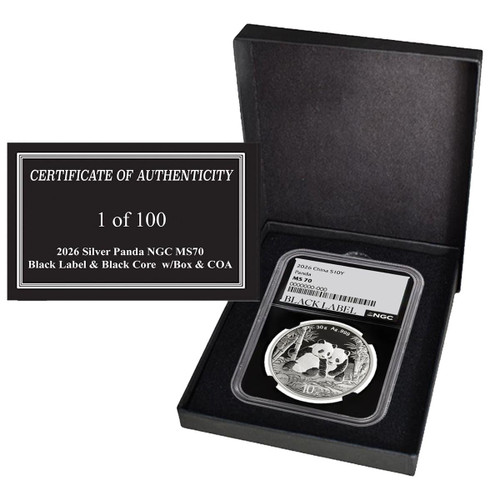 2026 Silver Panda NGC MS70 Black Label & Black Core 1 of 100 w/Box
