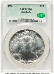 1987 S$1 American Silver Eagle Coin CACG MS70 | Rare Coins For Sale