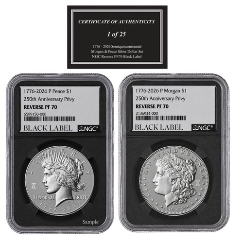 1776 - 2026 Semiquincentennial Morgan & Peace Silver Dollar Set