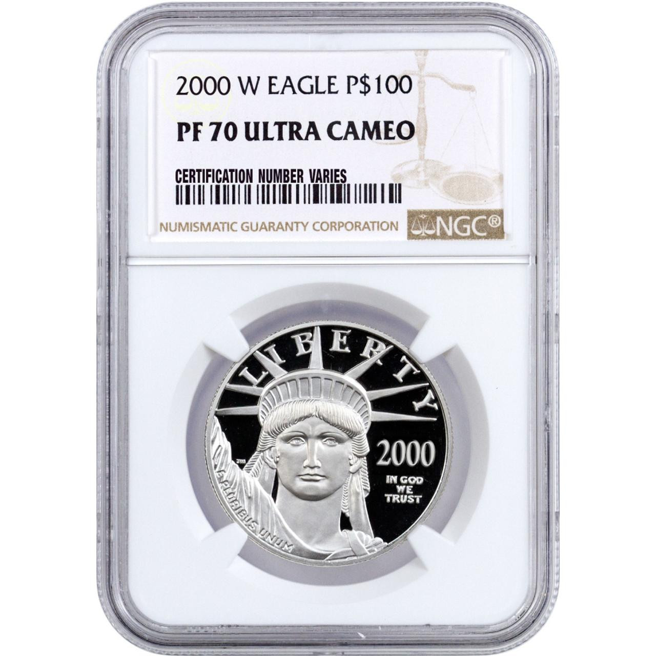 2000-W $100 Platinum Eagle NGC PF70 UCAM - Bullion Shark