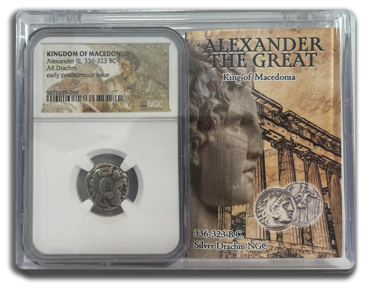 336-323 B.C. Alexander The Great Silver Drachm NGC in History Box