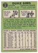 Duke Sims 1967 Topps Card 3 B