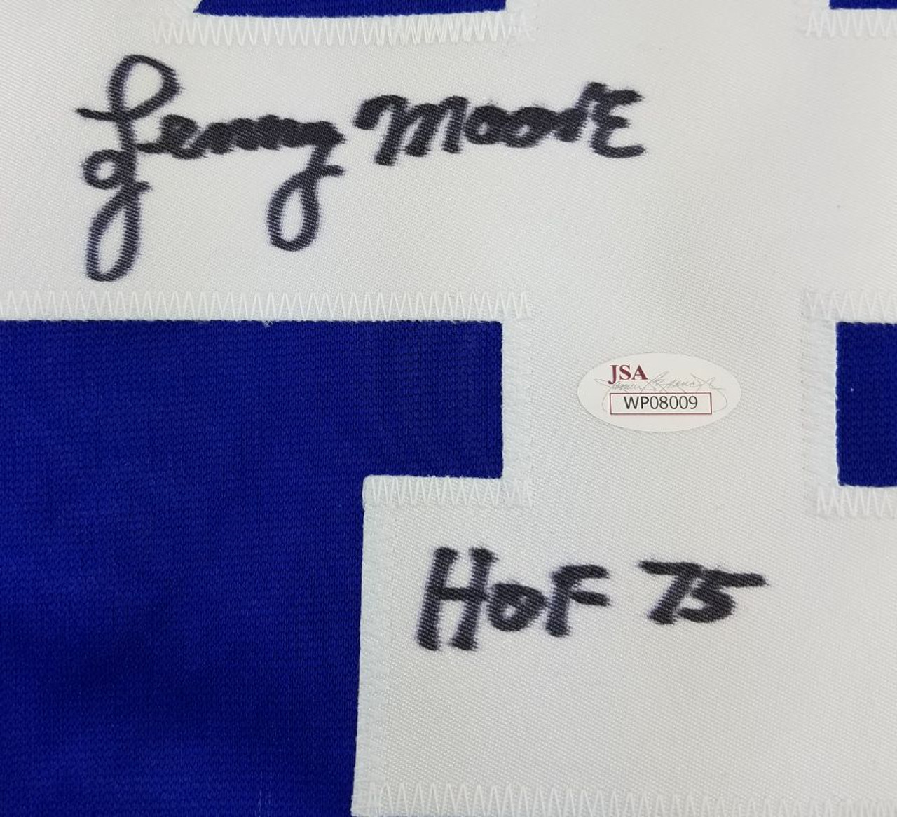 Lenny Moore Baltimore Colts Autographed Stats Jersey COA JSA Witness