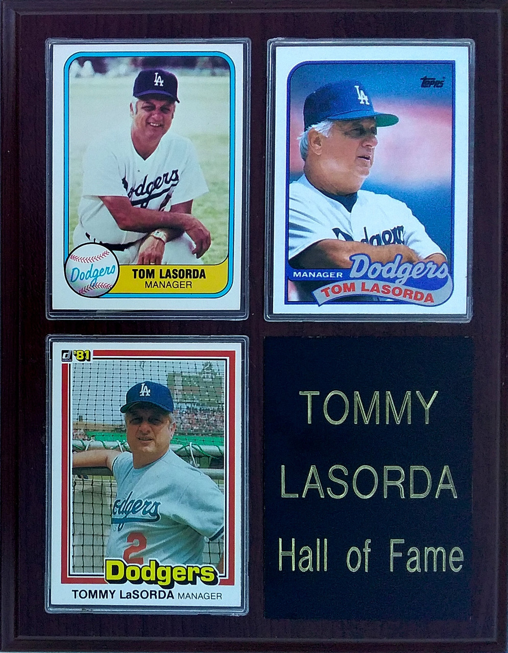 Tommy Lasorda Los Angeles Dodgers 3-Card Plaque