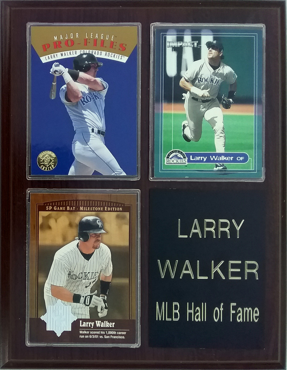 Larry Walker Colorado Rockies 3-Card 7x9 Plaque