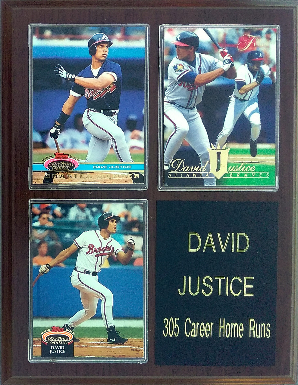David Justice Atlanta Braves 3-Card 7x9 Plaque