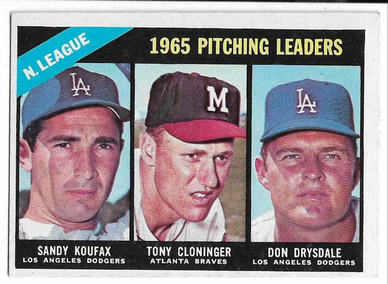 Sandy Koufax Tony Cloninger Don Drysdale 1965 Pitching Leaders