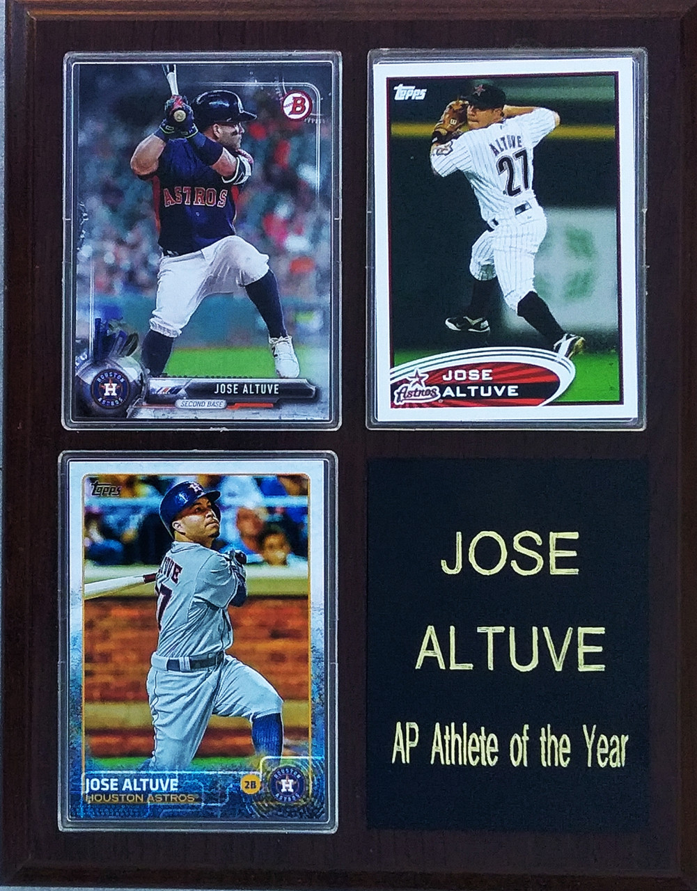  Astros Jose Altuve 3 Card Collector Home Plate Plaque to !  : Collectibles & Fine Art