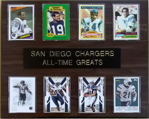 San Diego Chargers All-Time Greats 8-Card 12"x 15" Cherry-Finished Plaque