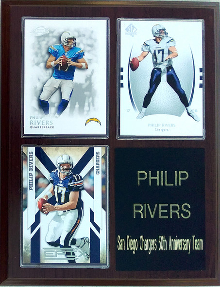 Philip Rivers Los Angeles (San Diego) Chargers 3-Card 7x9 Plaque