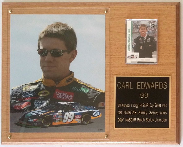 Carl Edwards 12"x15" Oak-Finished Stats Plaque with Rookie Card