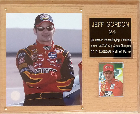 Jeff Gordon 12"x15" Oak-Finished  Stats Plaque with Replica Autographed Card