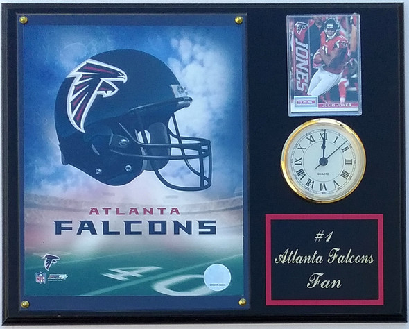 Atlanta Falcons #1 Fan 12x15 Black-Oak Clock Plaque