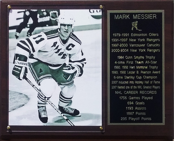 Mark Messier New York Rangers 12x15 Cherry-Finished Stats Plaque