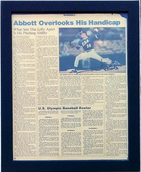 Jim Abbott USA Olympics Team Autographed Sporting News Story in 13x16 Frame