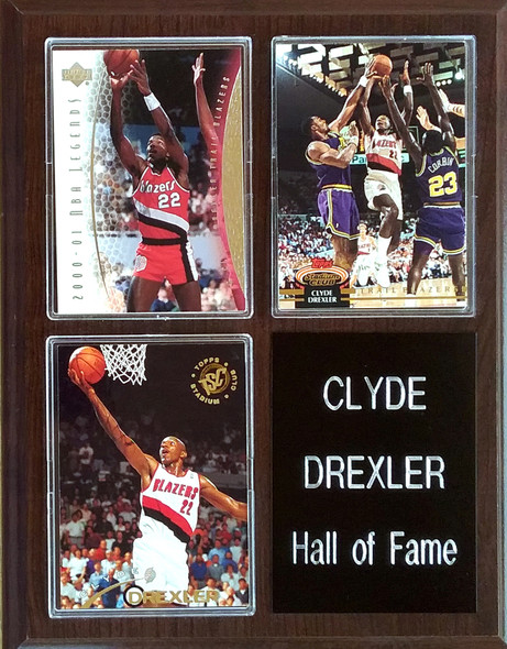 Clyde Drexler Portland Trail Blazers 3-Card 7x9 Plaque