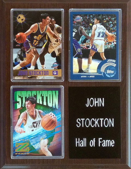 John Stockton Utah Jazz 3-Card 7x9 Plaque